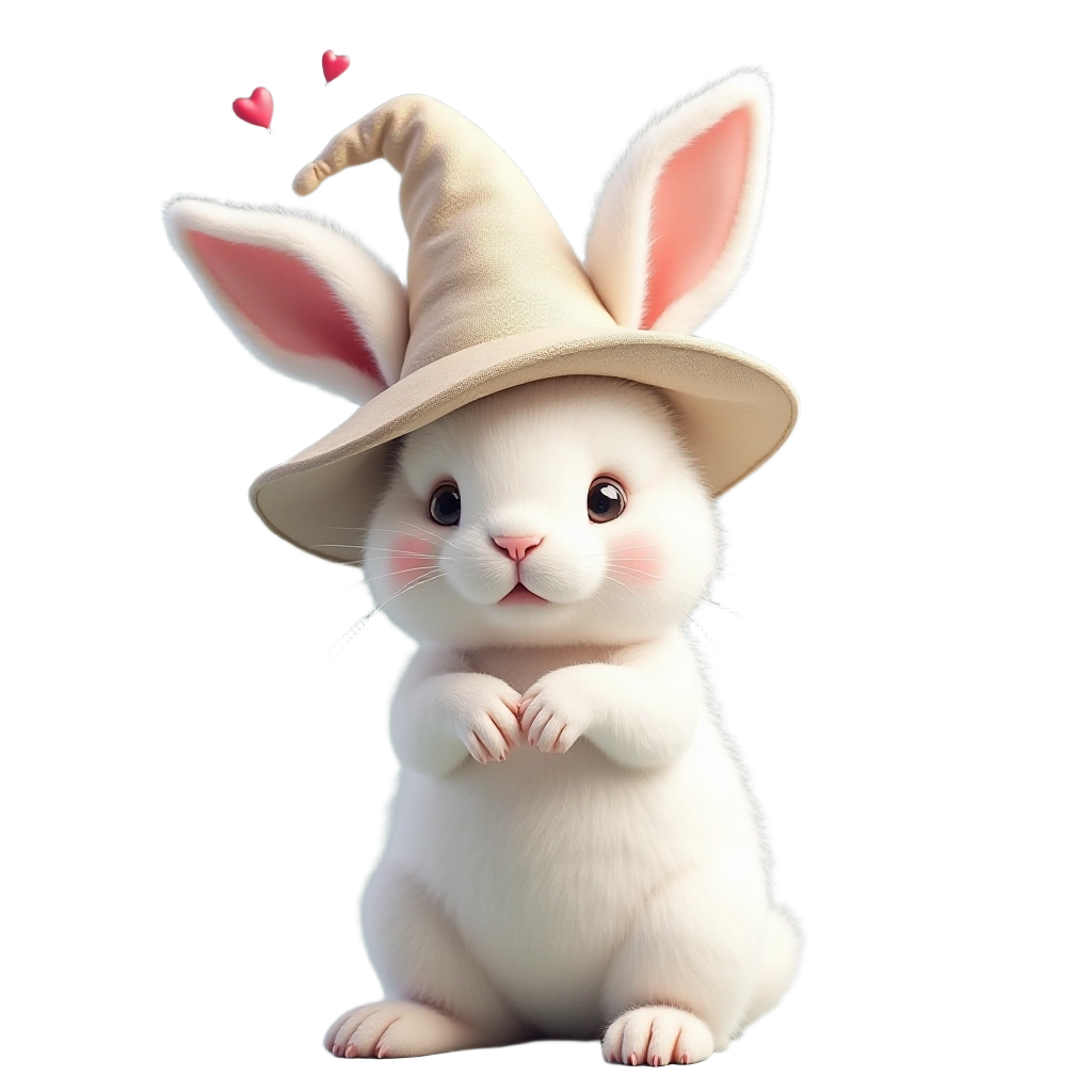 Adorable Bunny in a Witch Hat